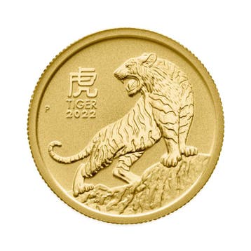 Gouden Lunar munt Year of the Tiger 2022 1/4 troy ounce, Verzenden