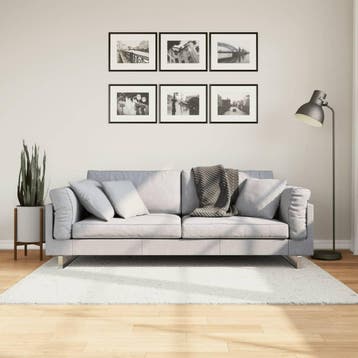 vidaXL Vloerkleed OVIEDO laagpolig 120x120 cm crèmekleurig, Verzenden, Nieuw, Crème