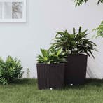 vidaXL Plantenbak met uitneembare bak rattan-look 21/32 L PP, Verzenden, Nieuw, Kunststof, Minder dan 60 cm