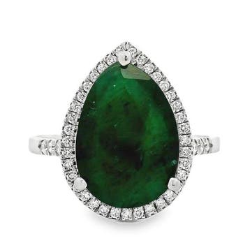 Ring Platina - 4.14ct. tw. Smaragd - Diamant, Nieuw