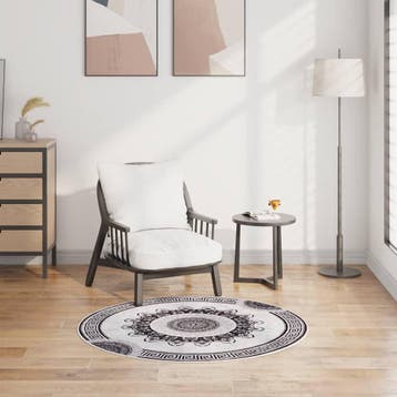 vidaXL Vloerkleed wasbaar anti-slip ø120 cm meerkleurig, Verzenden, Nieuw, Grijs