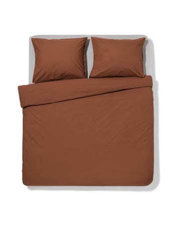 HEMA Dekbedovertrek 200x200/220cm hotel katoen percal bruin, Verzenden, Nieuw, Bruin