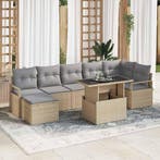 vidaXL Tuin Sofa Set met kussen 8 pcs beige en lichtgrijs, Verzenden, Nieuw, Rotan, 8 zitplaatsen
