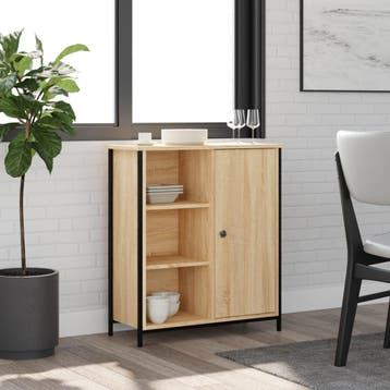vidaXL Dressoir 70x30x80 cm bewerkt hout sonoma eikenkleurig, Verzenden, Nieuw, 50 tot 100 cm, 25 tot 50 cm
