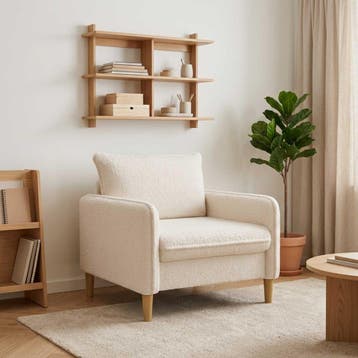 vidaXL XL fauteuil Wit Bouclé, Verzenden, Nieuw