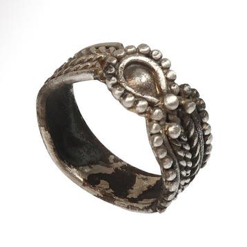 Oud-Egyptisch Zilver Replica ring met Isis-knoop Tyet, Antiek en Kunst