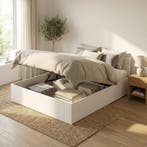 Bed 140x200 Wit | MDF Grenen | Opklapbodem | OP=OP, Verstelbaar, Wit, Nieuw, Twijfelaar