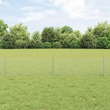 vidaXL Kettinglink hek met paal 25 x 0,4 m Gegalvaniseerd, Verzenden, Nieuw, IJzer