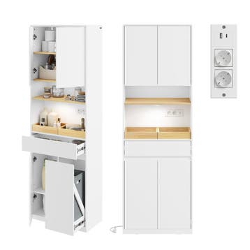 2dekans | SoBuy Badkamerkast met LED, Stopcontact & Wasmand, Ophalen of Verzenden, Zo goed als nieuw