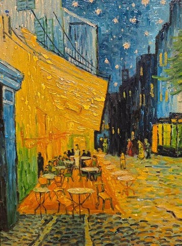 Franse school (XX) - Terrazza del cafe la sera, da Van Gogh