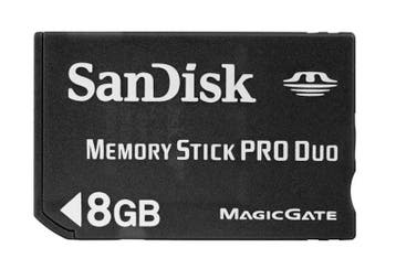 SONY/SANDISK Memory Stick Pro Duo 8GB MagicGate Zwart/Blauw, Ophalen of Verzenden, Zo goed als nieuw
