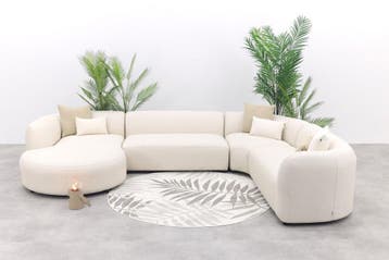 Madeira ronde u-vorm hoekbank + chaise longue rechts -, Tuin en Terras, Tuinsets en Loungesets, Verzenden, Nieuw, Overige materialen