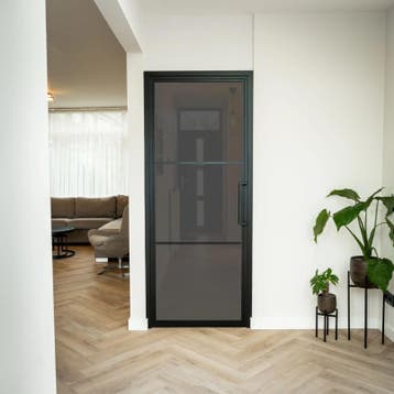 OUTLET: Stalen Binnendeur Zwart 3 Vlaks 231,5x93 helder glas, 80 tot 100 cm, 215 cm of meer, Binnendeur, Nieuw