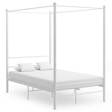 vidaXL Hemelbedframe metaal wit 140x200 cm, Verzenden, Wit, 140 cm, 200 cm