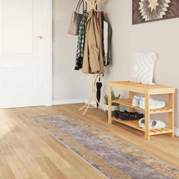 vidaXL Vloerkleedloper MARSA Grijs en Goud 50 x 300 cm, Verzenden, Nieuw, Grijs