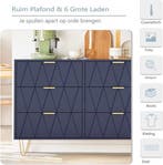 Commode - Dressoir - Ladekast - 100x34x73 cm - Marineblauw -, Verzenden, Zo goed als nieuw