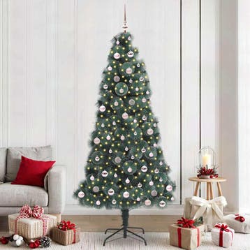 vidaXL Kunst Kerstboom met Verlichting en Ballenset Groen, Verzenden, Nieuw