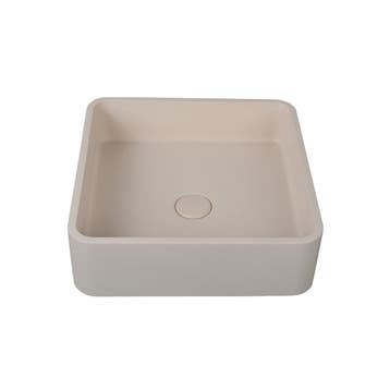 Waskom Aris 39x39x12cm beton vierkant beige inclusief, Verzenden, Nieuw