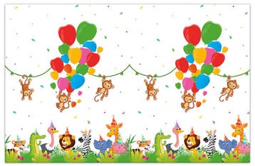 Jungle Dieren Balloons Tafelkleed 120x180cm, Kleding | Dames, Carnavalskleding en Feestkleding, Ophalen of Verzenden, Nieuw