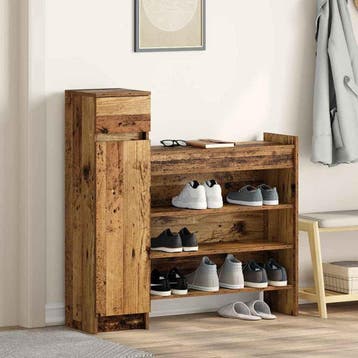 vidaXL Schoenenkast 100,5 x 28 x 100 cm Bewerkt hout Oudhout, Verzenden, Nieuw