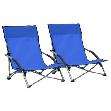 vidaXL Opklapbare stoelen, 2 stuks, blauwe stof, Verzenden, Nieuw