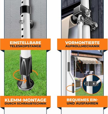 Klemluifel - Balkon luifel - Verticale luifel - 150 cm - Bei, Verzenden, Zo goed als nieuw
