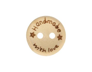 Houten knoop 15mm handmade with love, Ophalen of Verzenden, Nieuw