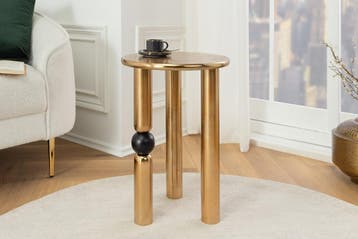 Handgemaakte bijzettafel ABSTRACT 55cm goud zwart metaal, Huis en Inrichting, Tafels | Sidetables, Ophalen of Verzenden, Nieuw