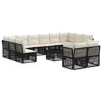 vidaXL Tuinbankenset 13 pcs Zwart poly rattan, Verzenden, Nieuw, 3 zitplaatsen