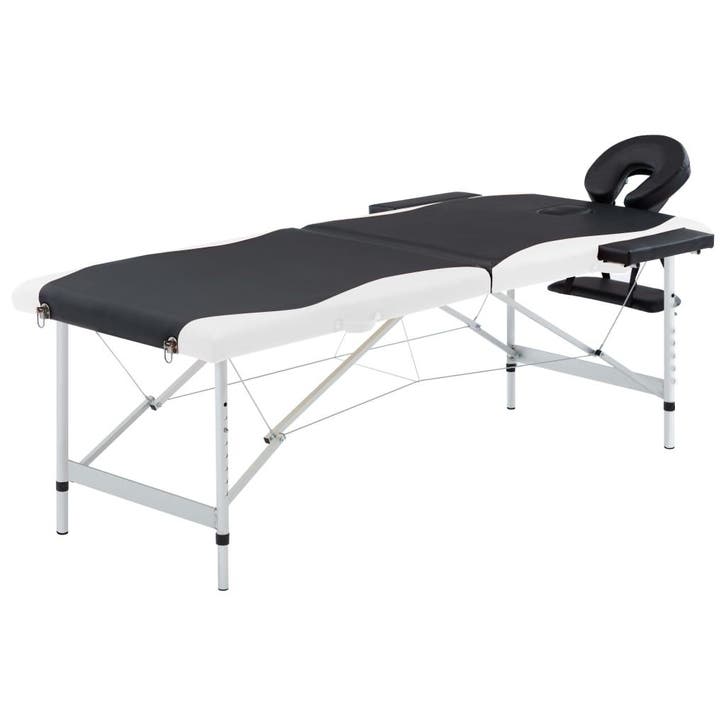 vidaXL Massagetafel inklapbaar 2 zones aluminium zwart en, Sport en Fitness, Massageproducten, Nieuw, Verzenden