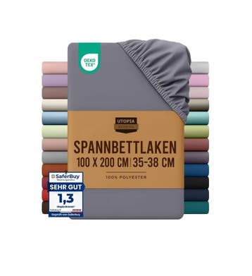 Utopia Bedding - Hoeslaken 100x200cm - Grijs (Slaapkamer), Verzenden, Nieuw