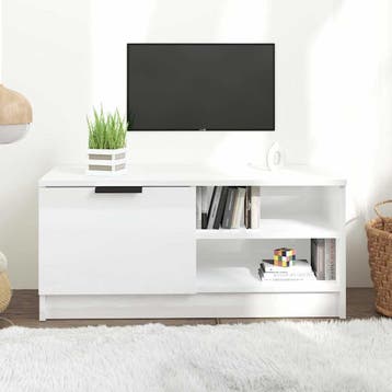 vidaXL Tv-meubel 80x35x36,5 cm bewerkt hout hoogglans wit, Minder dan 50 cm, Verzenden, Nieuw, Minder dan 100 cm