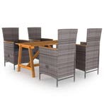 vidaXL 5-delige Tuinset grijs, 4 zitplaatsen, Nieuw, Tuinset, Verzenden