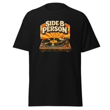 Side B Person Vinyl T-shirt | Retro Music Graphic Tee, DsignrS, Overige kleuren, Verzenden, Nieuw