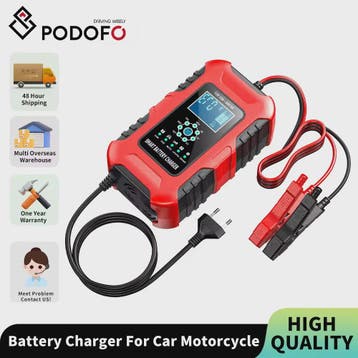 Slimme 12V/24V Acculader met LCD Display en Reparatie Modus, Fietsen en Brommers, Verzenden, Nieuw