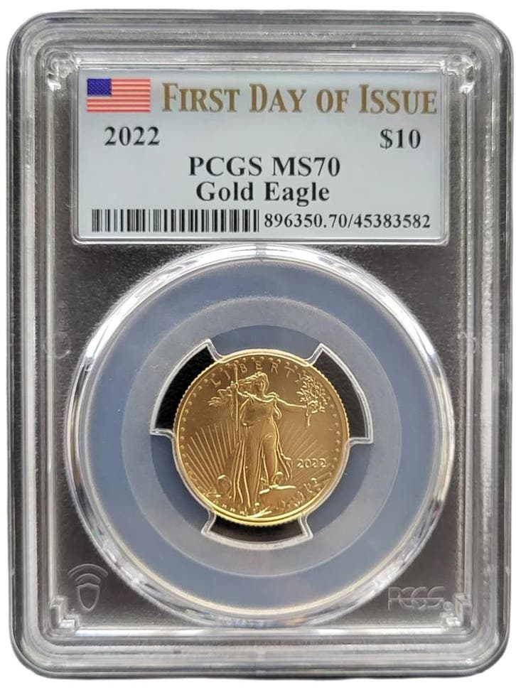 Gouden American Eagle 1/4 oz 2022 Type 2 PCGS F.D.o.I. MS70, Postzegels en Munten, Munten | Amerika, Midden-Amerika, Losse munt