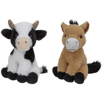 Pluche boerderijdieren knuffels - koe en paard - 23 cm, Verzenden, Nieuw