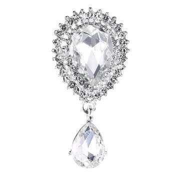 Fako Bijoux - Broche - Druppel Kristal - 24x48mm -, Verzenden, Nieuw