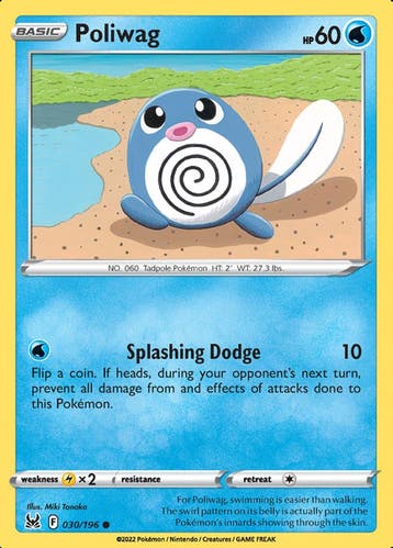 Poliwag 030/196 Reverse Holo Lost Origin, Ophalen of Verzenden, Nieuw, Losse kaart, Foil