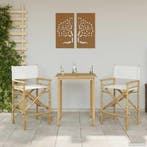 vidaXL Vouwbare Regisseursstoel 2 pcs Naturel Bamboe, Tuin en Terras, Tuinstoelen, Verzenden, Nieuw, Hout