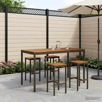 vidaXL Tuinbar Tafel Natuurlijk en Koffie 180 x 88,5 x 105, Verzenden, Nieuw