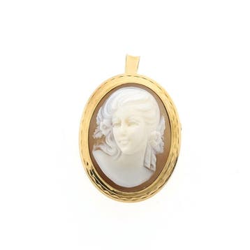 Antiek gouden broche/hanger met camee (Hanger of bedel), Ophalen of Verzenden, Gebruikt, Goud, Overige merken