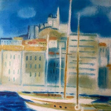 Yves Ganne (1931-2019) - Marine, vue du port de Marseille,, Antiek en Kunst