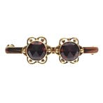 Vintage gouden broche met granaat, Gebruikt, Overige kleuren, Ophalen of Verzenden, Met edelsteen