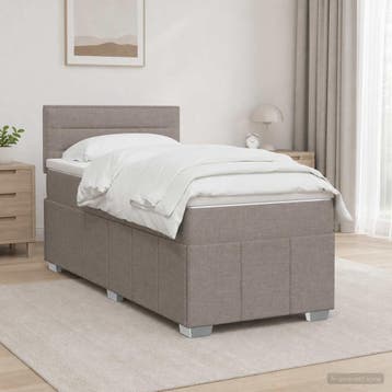 vidaXL Boxspringbed met matras met hoofdeinde Taupe 100 x, Verzenden, Nieuw, Eenpersoons, Stof