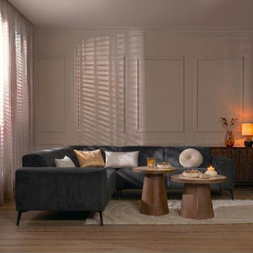 50% Korting: Scandinavische hoekbank Vegas zwart stof, Ophalen, Zo goed als nieuw, Stof, Scandinavisch, Modern