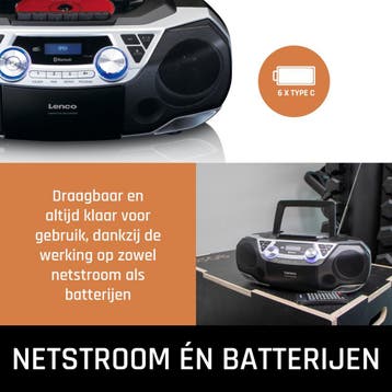 Draagbare radio - Boombox - CD Speler - Zilver - Lenco - SCD, Verzenden, Zo goed als nieuw