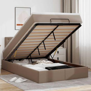 vidaXL Ottoman bed met matrassen en LEDs 120x200cm, Overige materialen, Bruin, Verzenden, Nieuw