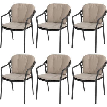 Manitoba stapelbare tuinstoel antraciet Taste 4SO set van 6, Tuin en Terras, Tuinstoelen, Ophalen of Verzenden, Nieuw