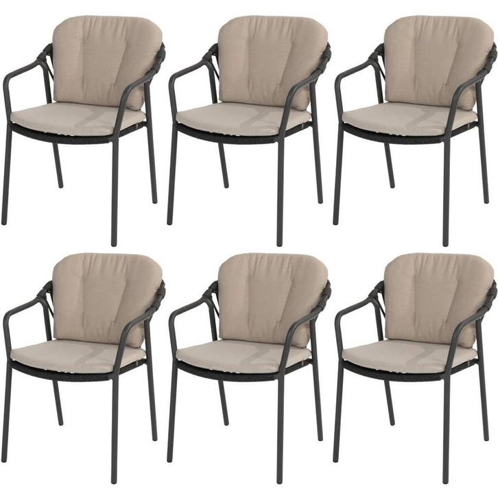 Manitoba stapelbare tuinstoel antraciet Taste 4SO set van 6, Tuin en Terras, Tuinstoelen, Nieuw, Ophalen of Verzenden